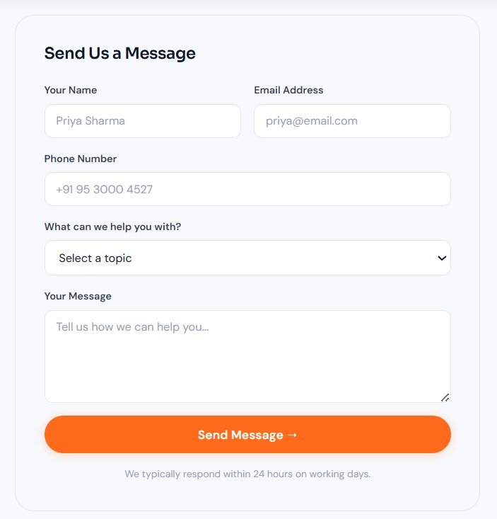Example admission enquiry form built by Telesy