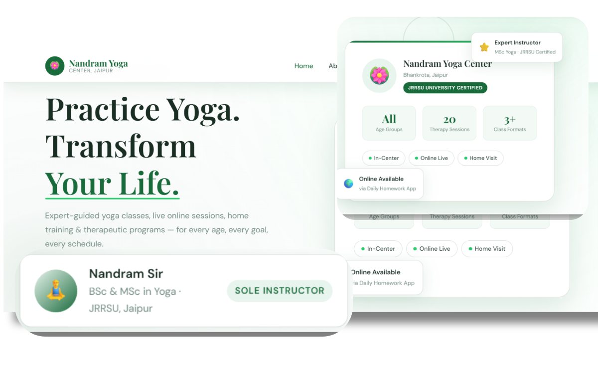 Nandram Yoga Center website built by Telesy